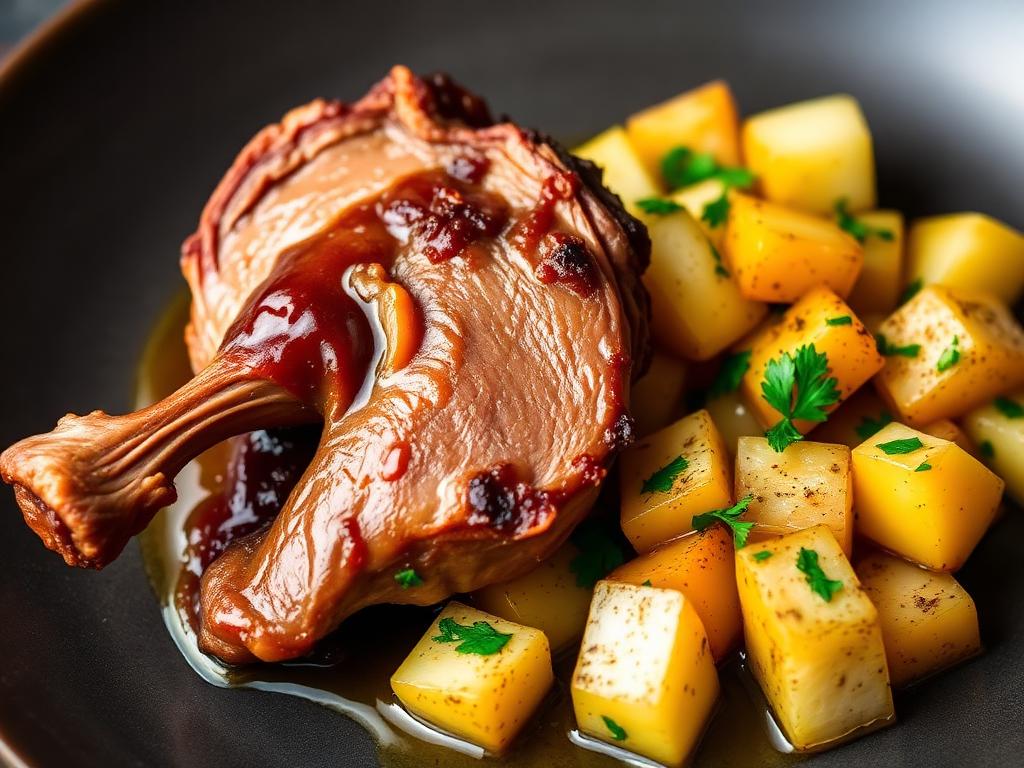 Confit de canard, pommes sarladaises