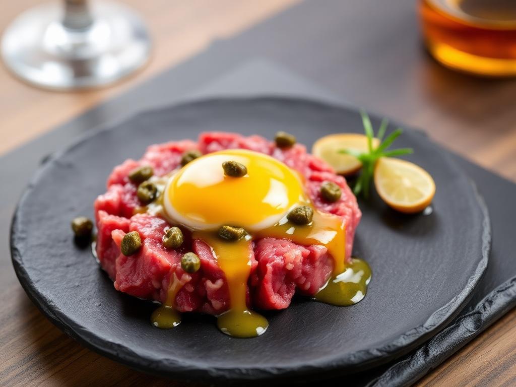 Tartare de bœuf coupé au couteau